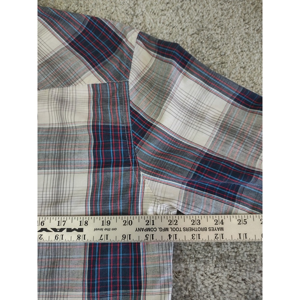 Levi's Western Pearl Snap Shirt Men‎ Large Modern Plaid Gray Red Blue Western - Picture 8 of 10